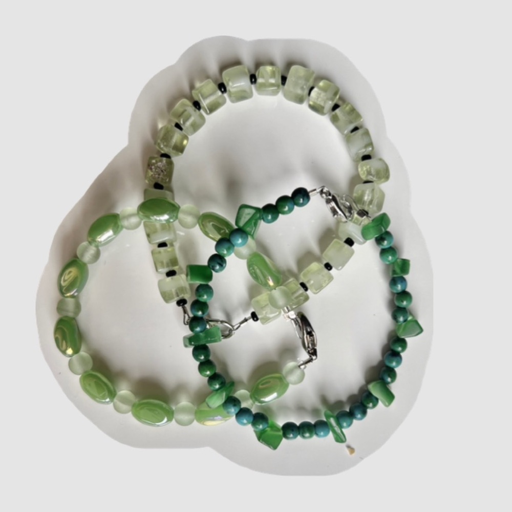 GLASS & CRYSTAL Beaded Bracelet Set